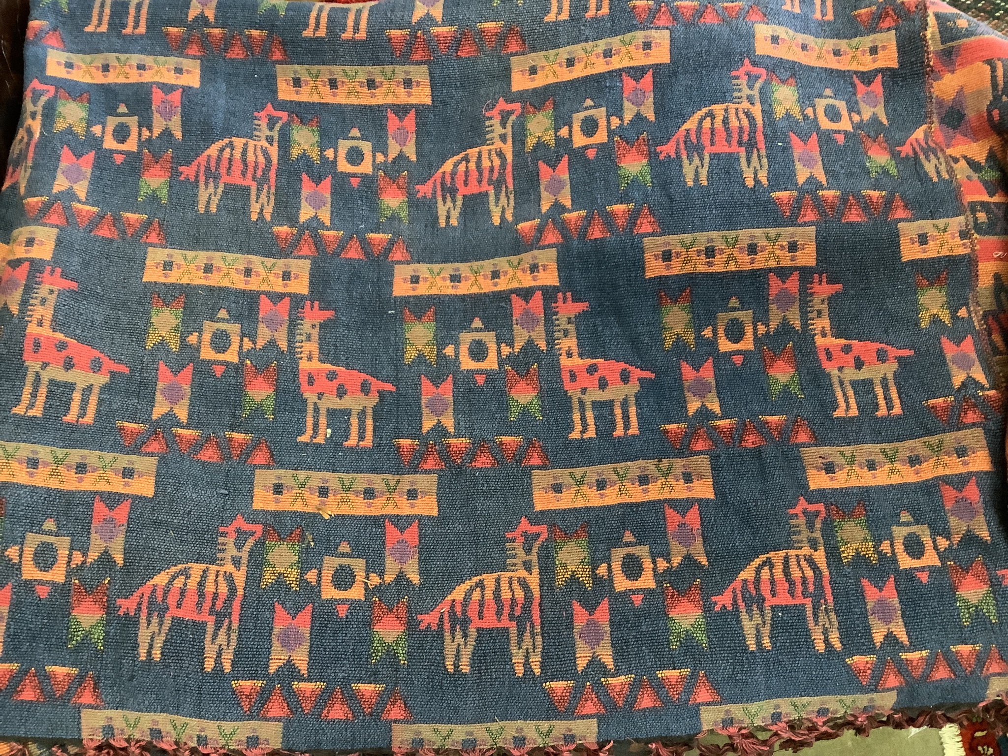 A blue ground flat weave kelim